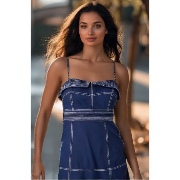 Maeve Dresses & Skirts - Anthropologie Maeve Dress Size 10 Blue Nautical Sleeveless Fit Flare Pockets